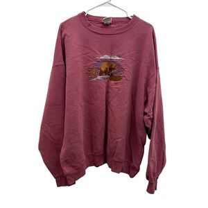 Vintage Top Threads Alaska Bear Embroidered Sweatshirt Unisex Size XXL Mauve 90s